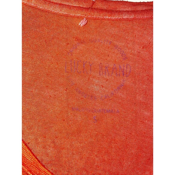 Lucky Brand Orange Ganesha Elephant Tank Top distressed boho gold baggy small - Picture 3 of 8